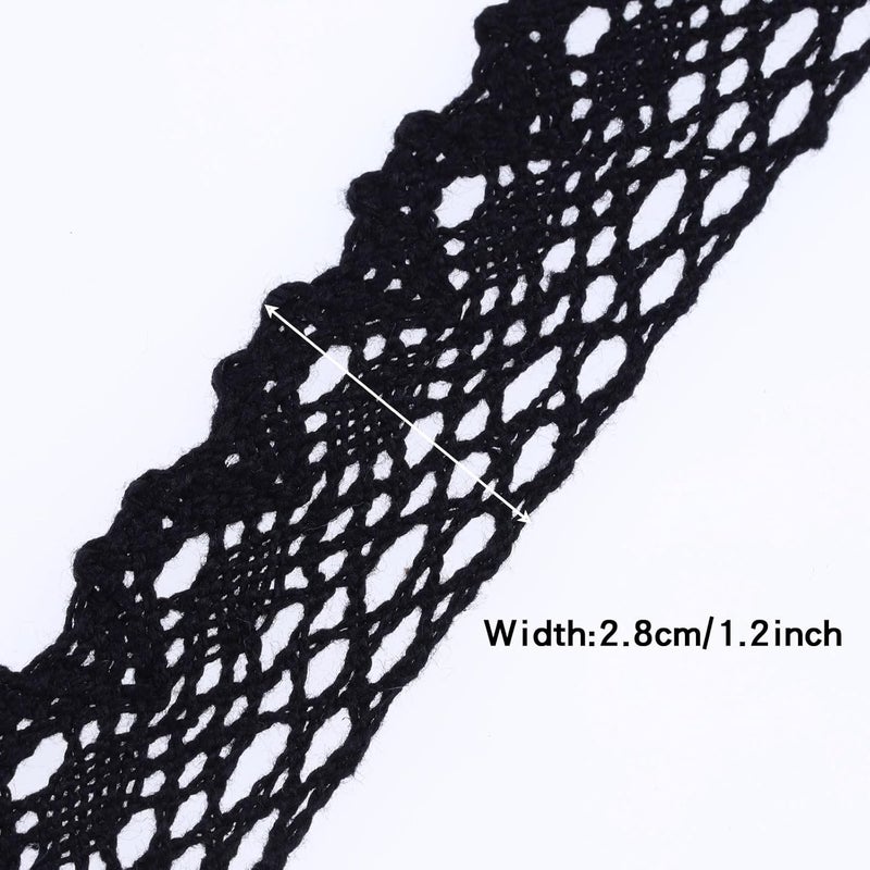 DYSHIPEN 20 Yards x 1 Inch Lace Ribbon Vintage Lace Trim Crochet Cotton Lace Edge for Christmas Package DIY Sewing Wedding Bridal Dress,Costume,Crafts and Sewing (Black) - Image 2